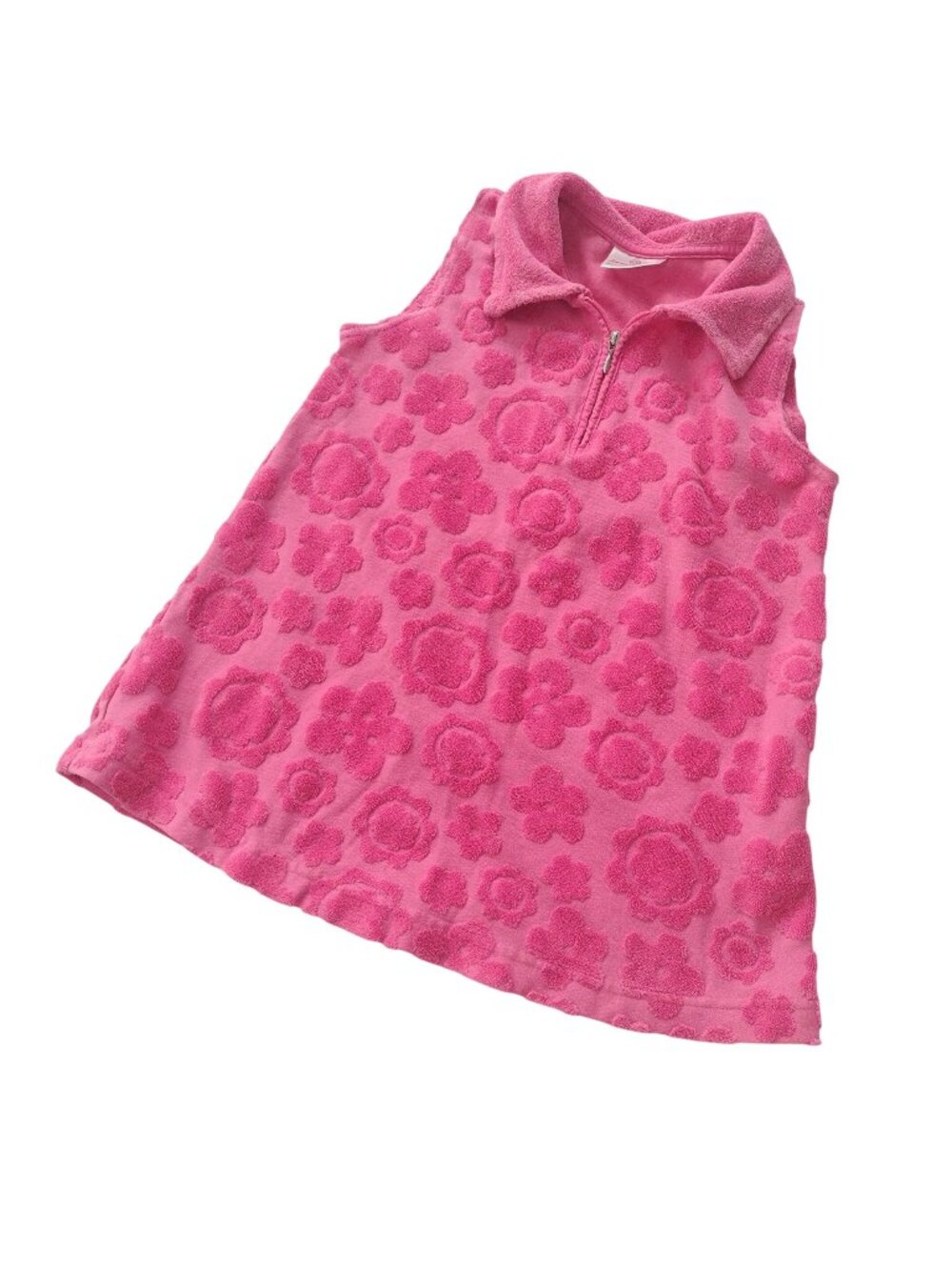 Hanna Andersson Pink Terry Swim Coverup Sz 8 Girls Retro Flower Print Short Dres